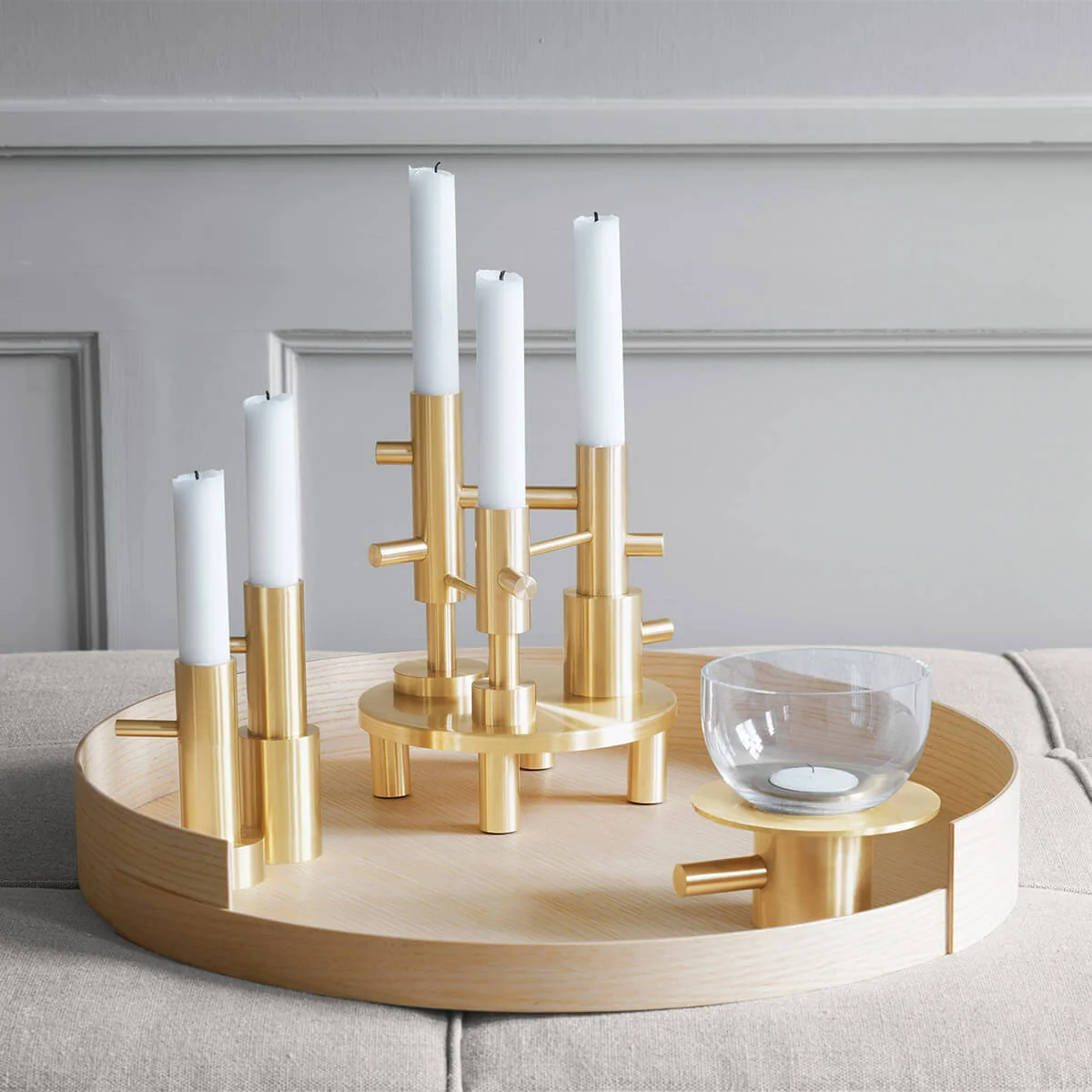 Brass Triple Candleholder - Image 3