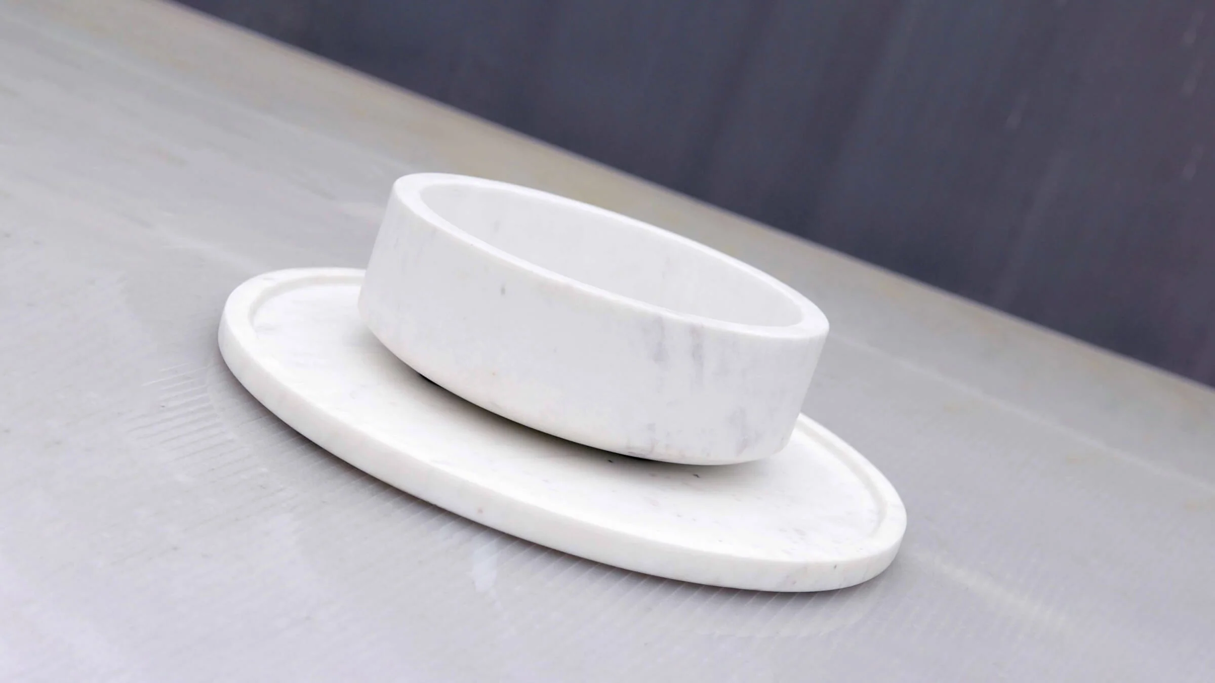 Forte White Marble Bowl and Tray - Image 13