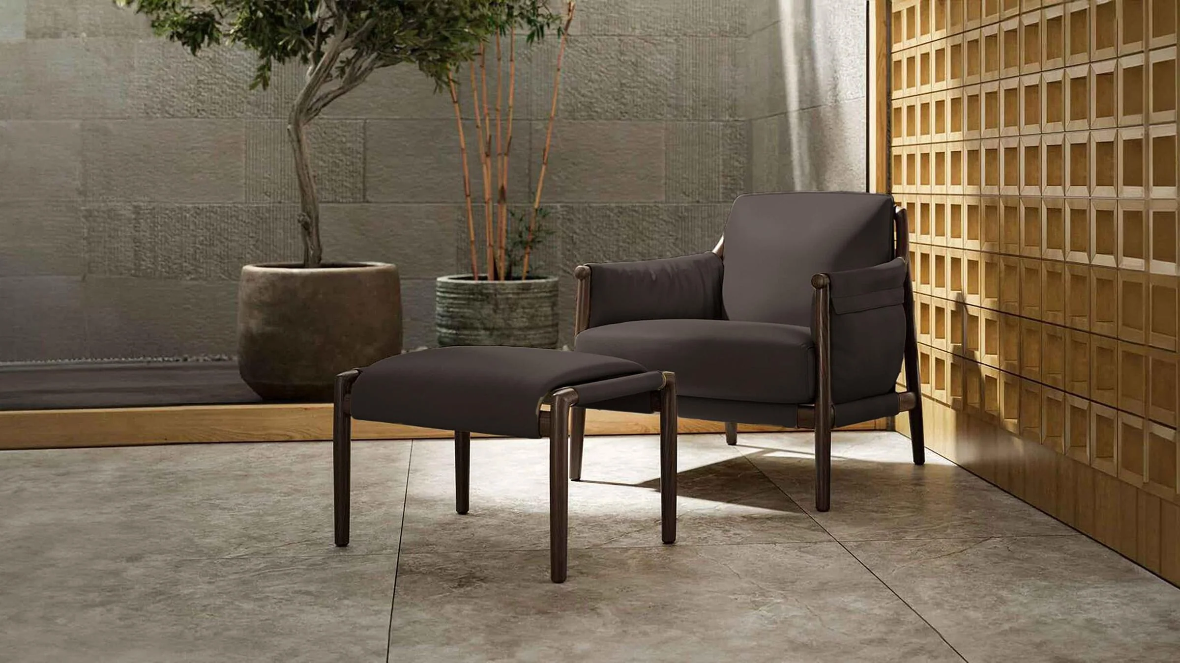 Times Lounge Ottoman in Soul Dusty Leather - Image 4